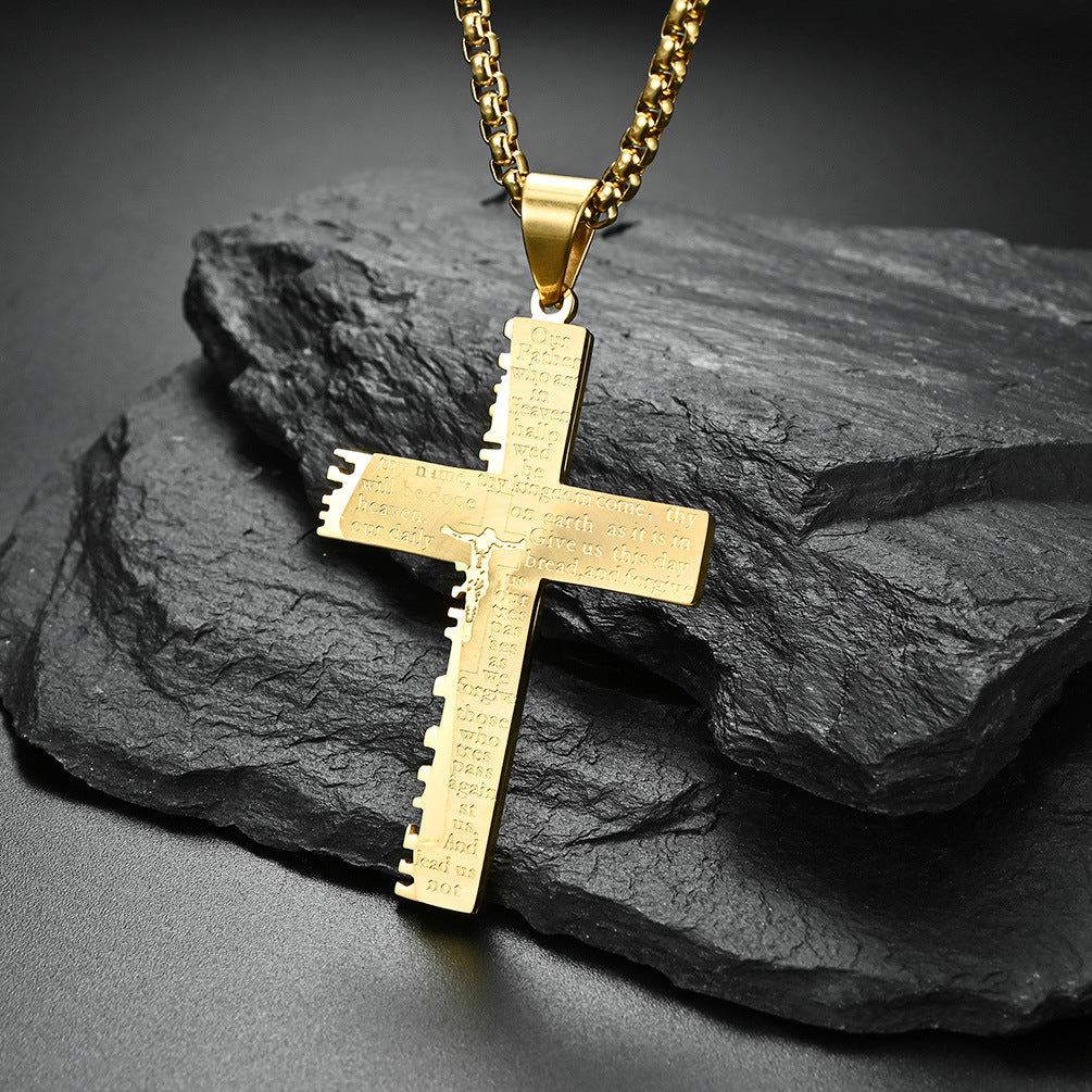 Christian Jesus Cross Necklace Men's