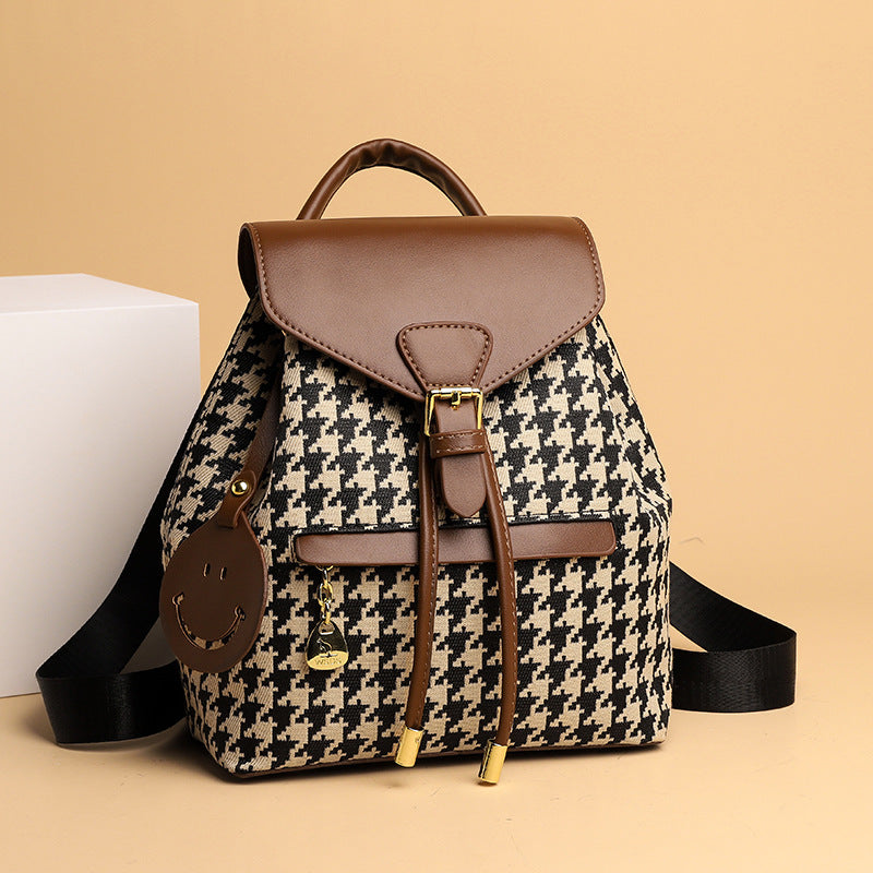 Houndstooth Backpack Women High Capacity Travel Bags Girls – Faith and Happiness Store
