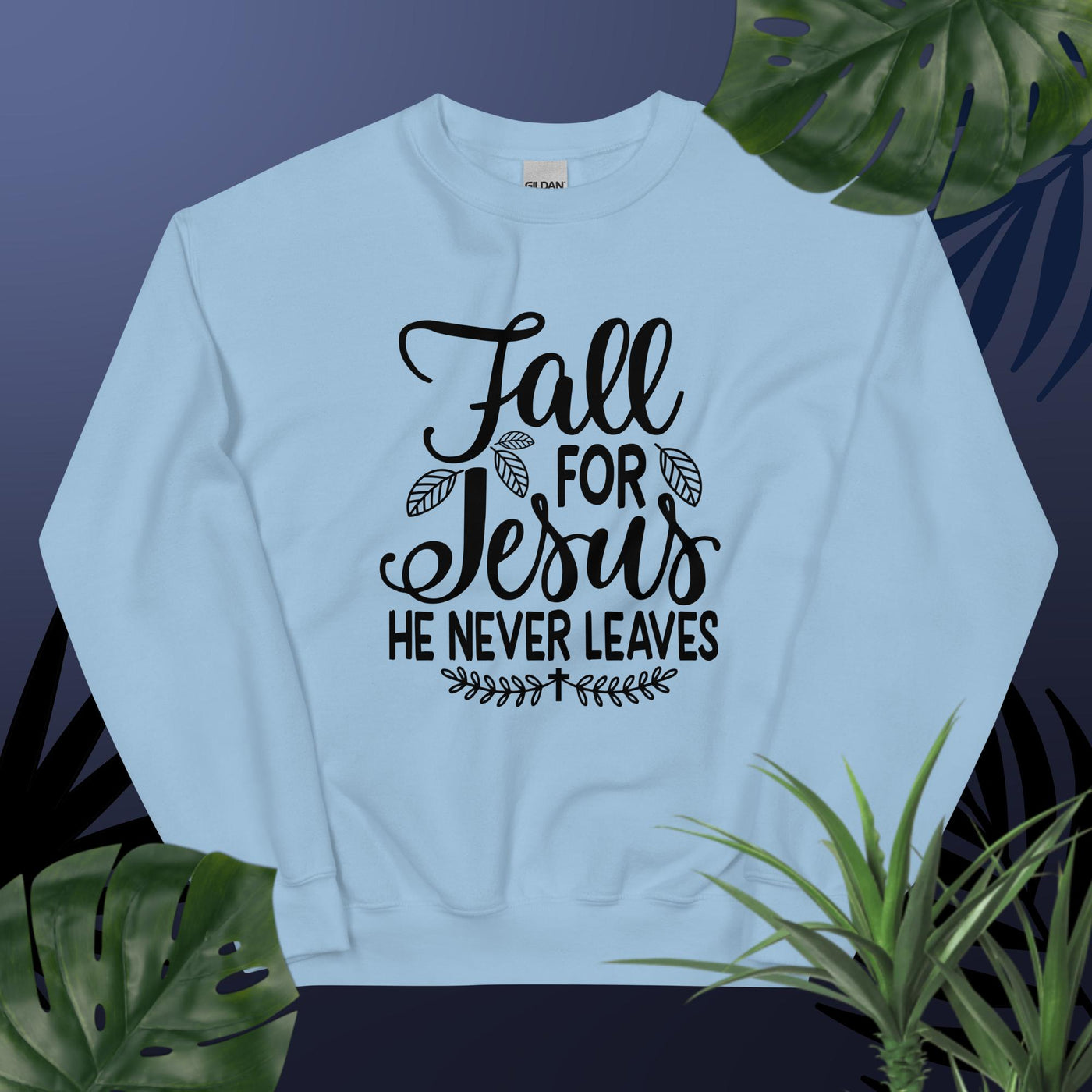 F&H Fall For Jesus He Never Leaves Heavy Blend Sweatshirt