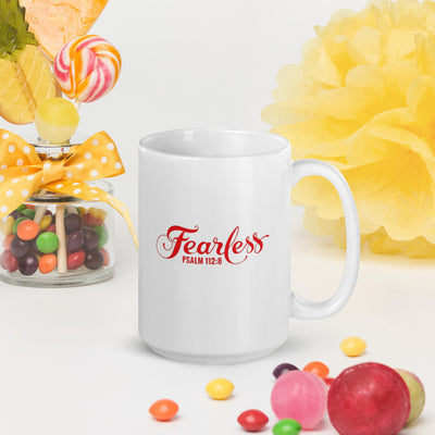 F&H Christian Fearless White glossy mug - Faith and Happiness Store