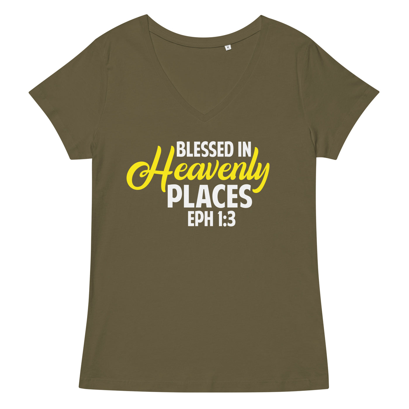 F&H Christian Blessed In Heavenly Places womens fitted V-neck t-shirt