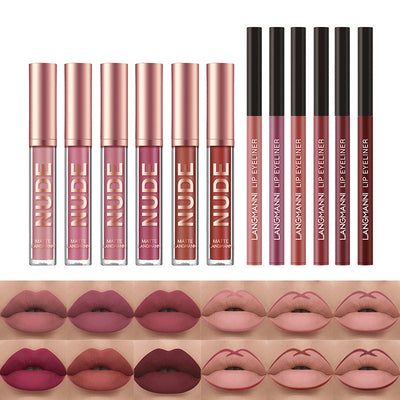 12 Sets No Stain On Cup Matte Lip Gloss Sets