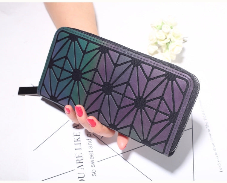 Women Geometry Three Folds Wallet Clutch Bag Female Card Holder