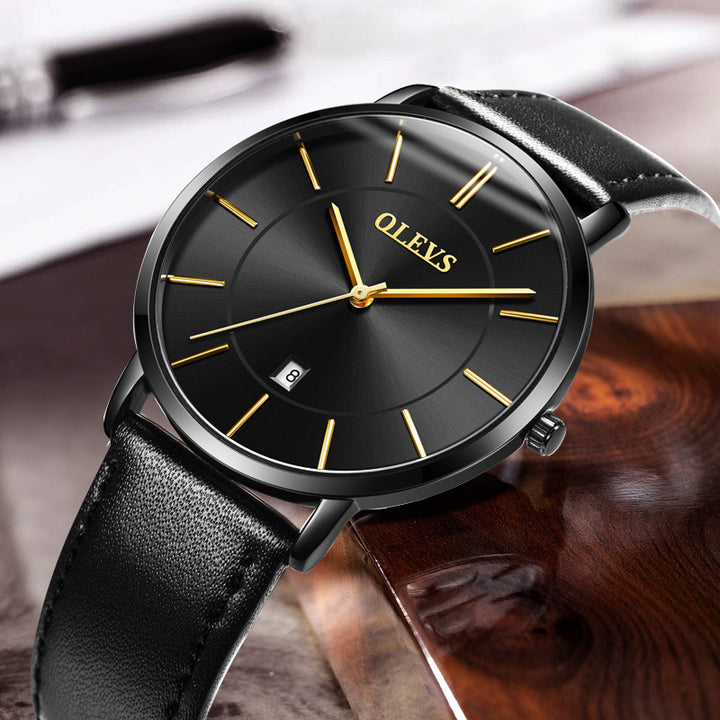 Men Luxury Brand Mens Watches Leather Sport Waterproof Auto Date Quartz Wristwatch