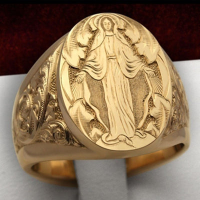 Ring Elegant Gold-plated Ring Badge Carved Ring For Women