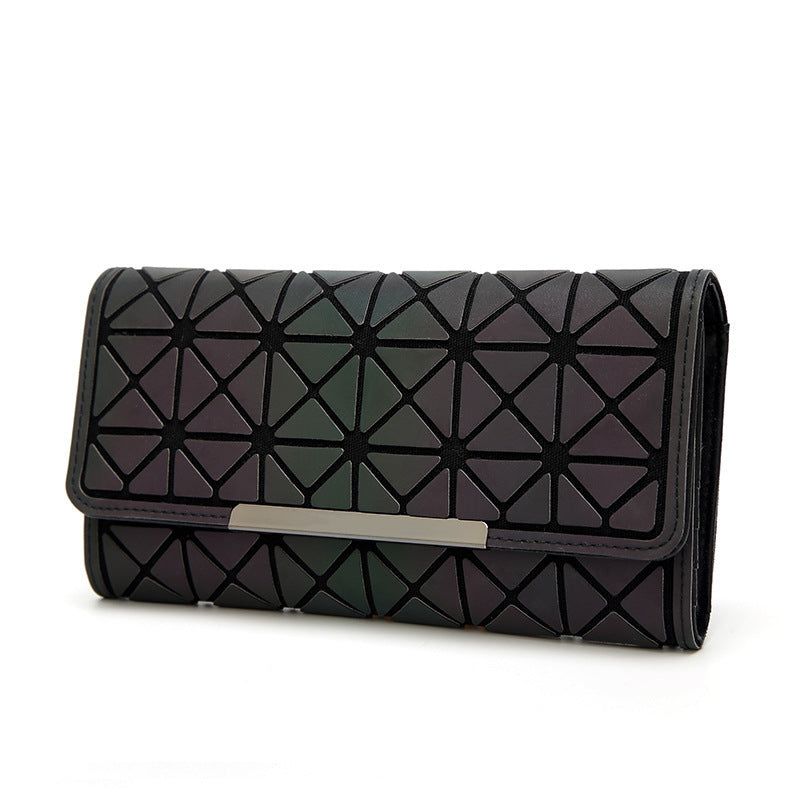 Women Geometry Three Folds Wallet Clutch Bag Female Card Holder