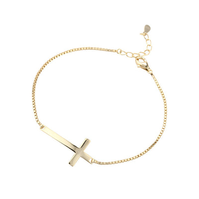 18k Gold 925 Solid Sterling Silver Women Jesus Christian Two Cross Pendant Necklaces & One Cross Bracelet Jewelry