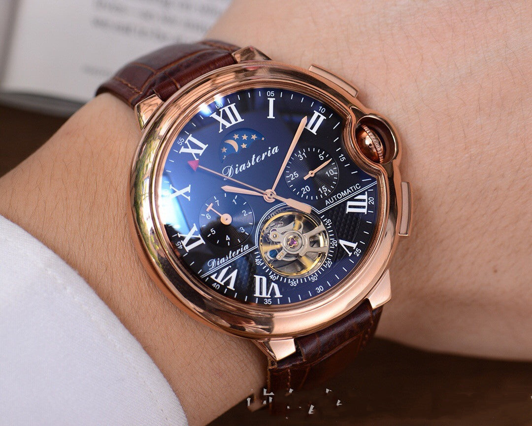 Men's Mechanical Watch With Hollow Flywheel Movement