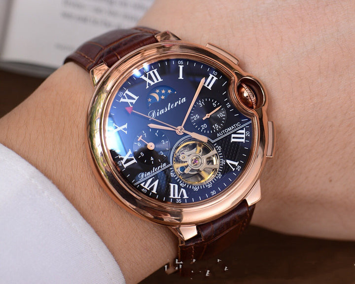 Men's Mechanical Watch With Hollow Flywheel Movement