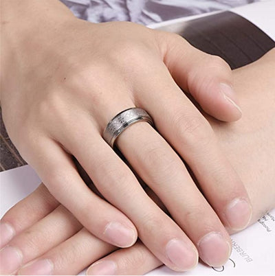 Laser Pattern Tungsten Gold Ring Ring