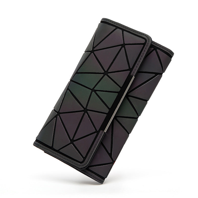Women Geometry Three Folds Wallet Clutch Bag Female Card Holder