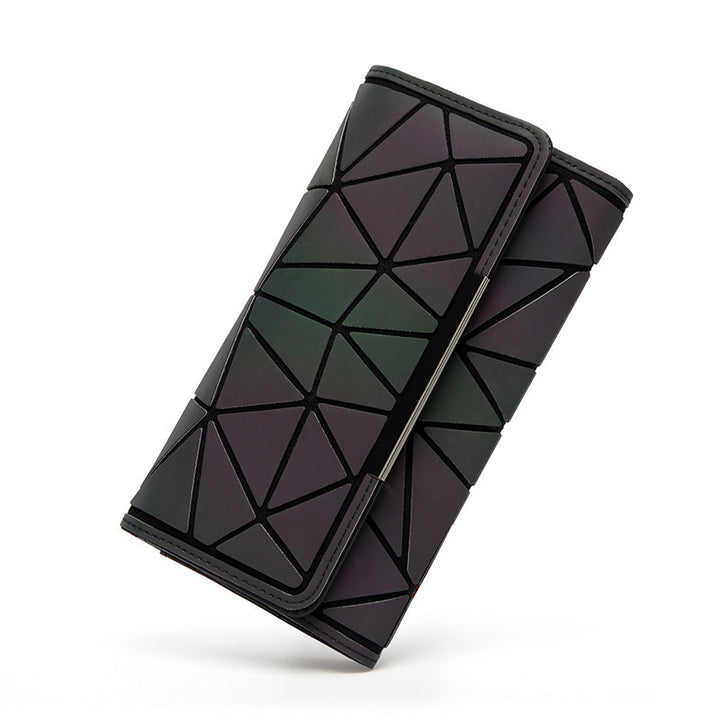 Women Geometry Three Folds Wallet Clutch Bag Female Card Holder