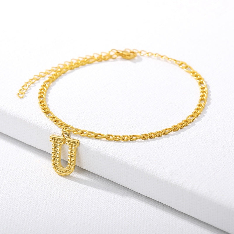 Initial Gold Letter Anklet Alphabet Pendants Jewelry