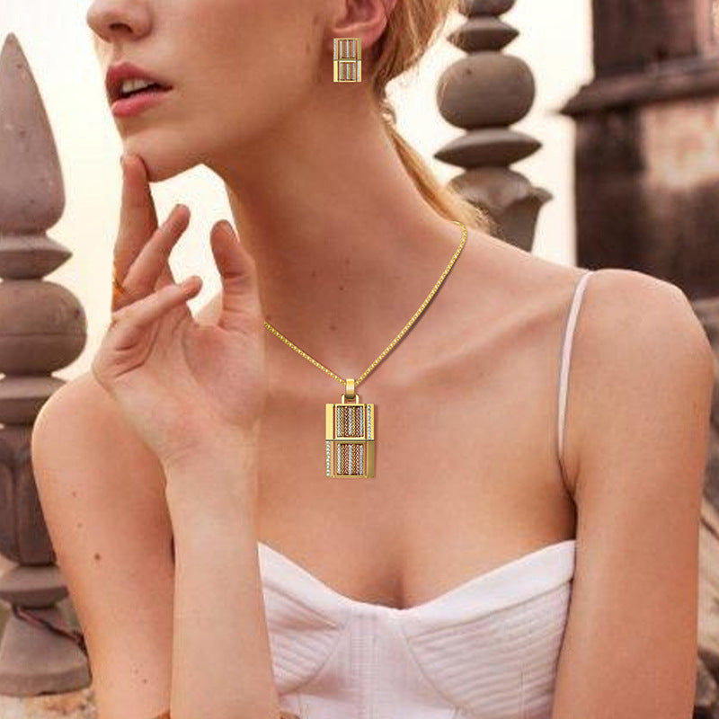 Exaggerated Jewelry Series Square Alloy Two-piece Jewelry