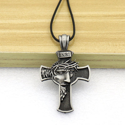 Christian Crown Of Thorns Vintage Cross Necklace Pendant