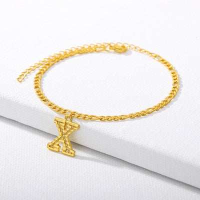 Initial Gold Letter Anklet Alphabet Pendants Jewelry