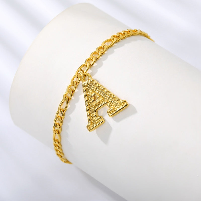 Initial Gold Letter Anklet Alphabet Pendants Jewelry