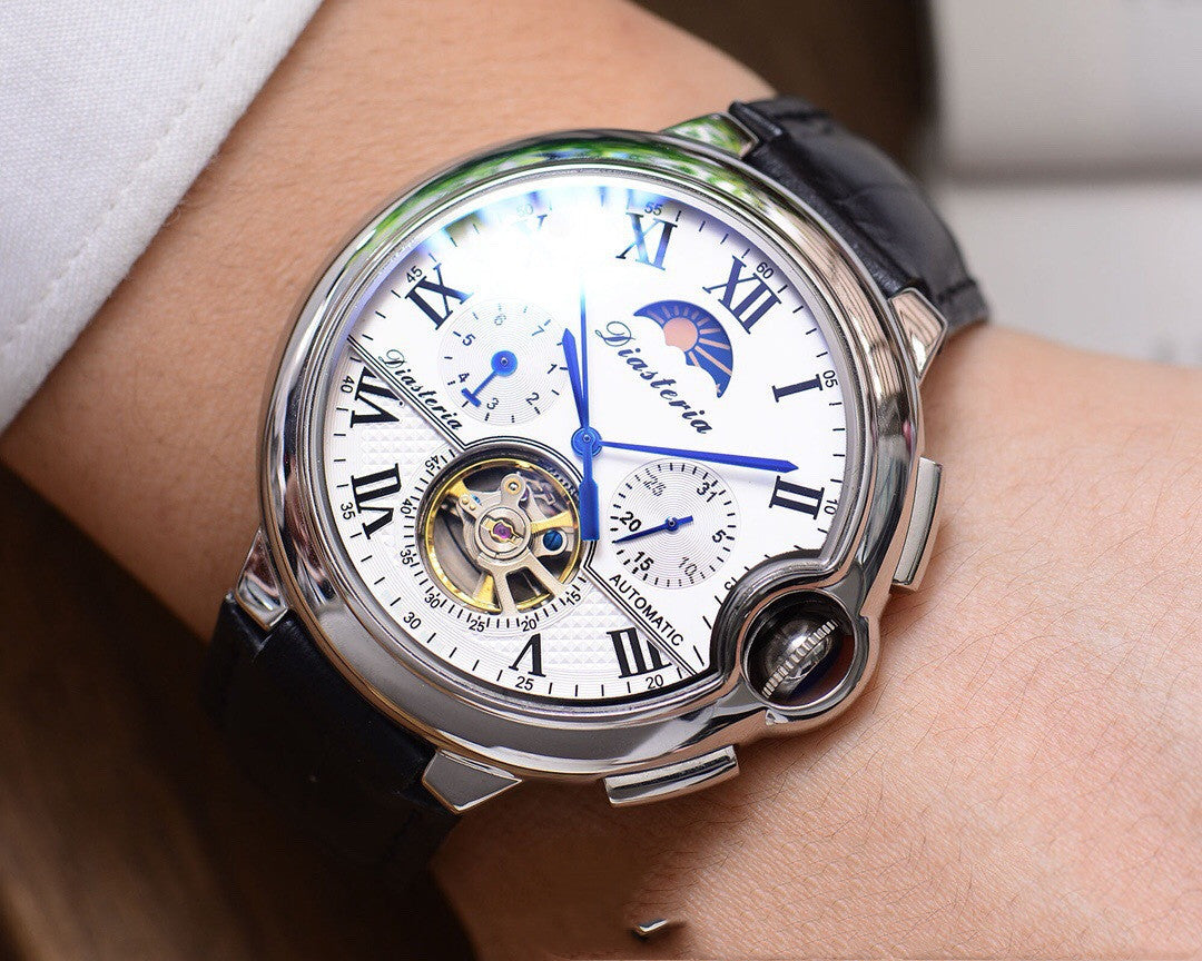 Men's Mechanical Watch With Hollow Flywheel Movement