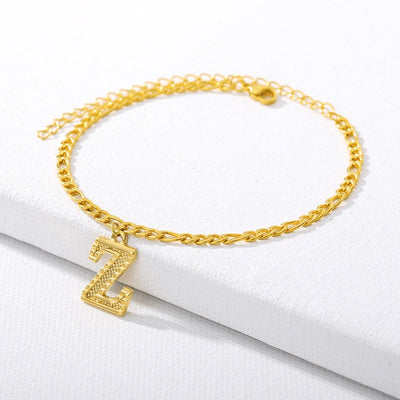 Initial Gold Letter Anklet Alphabet Pendants Jewelry