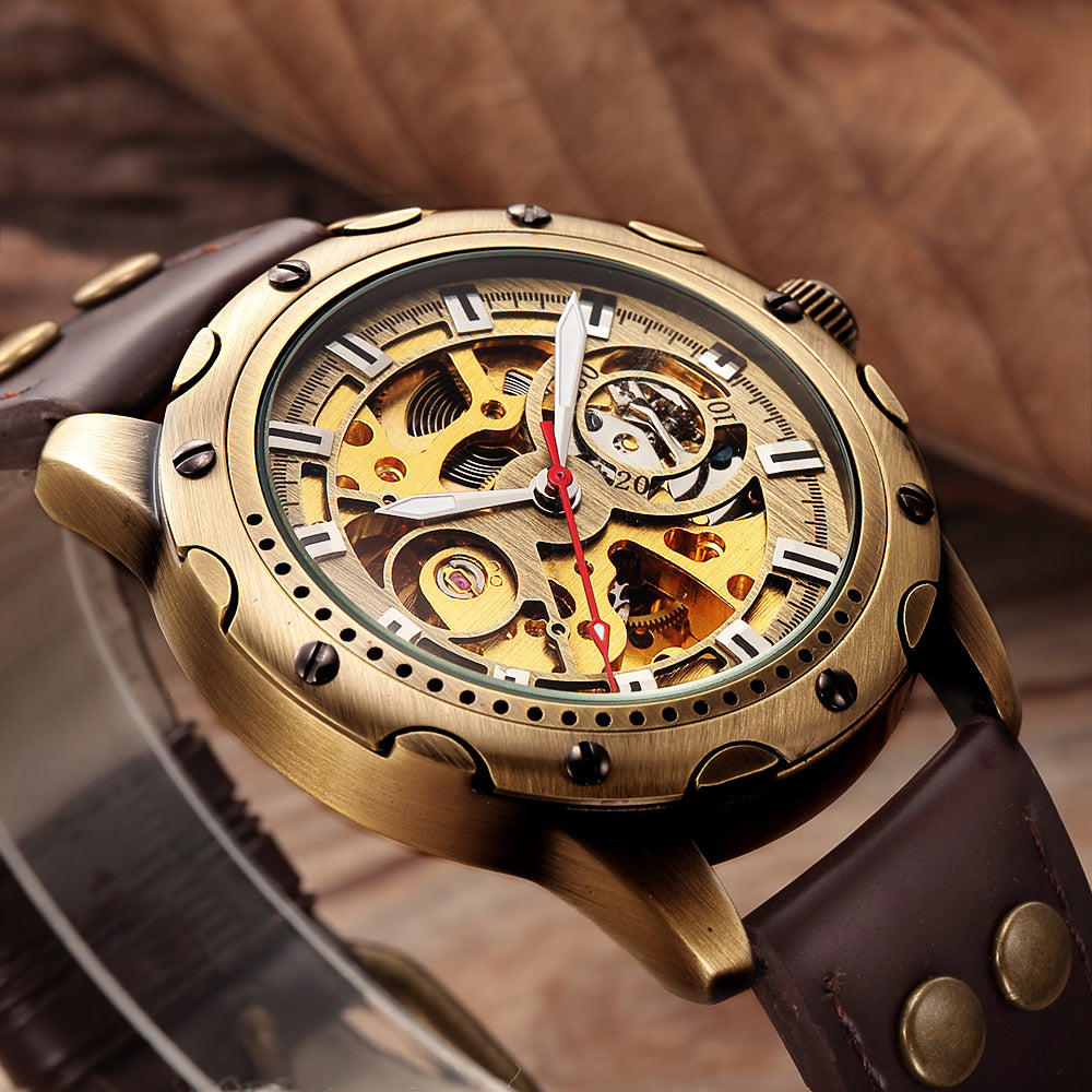 Mens Skeleton Steampunk Automatic Mechanical Watch