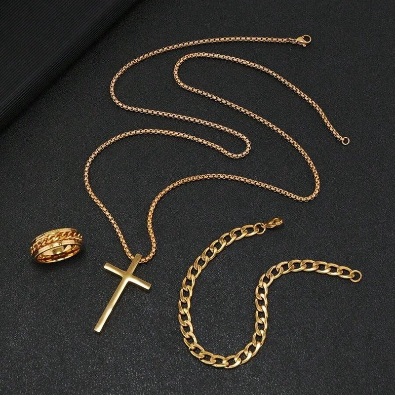 Cross Suit Jewelry Chain Rotatable 3 pieces