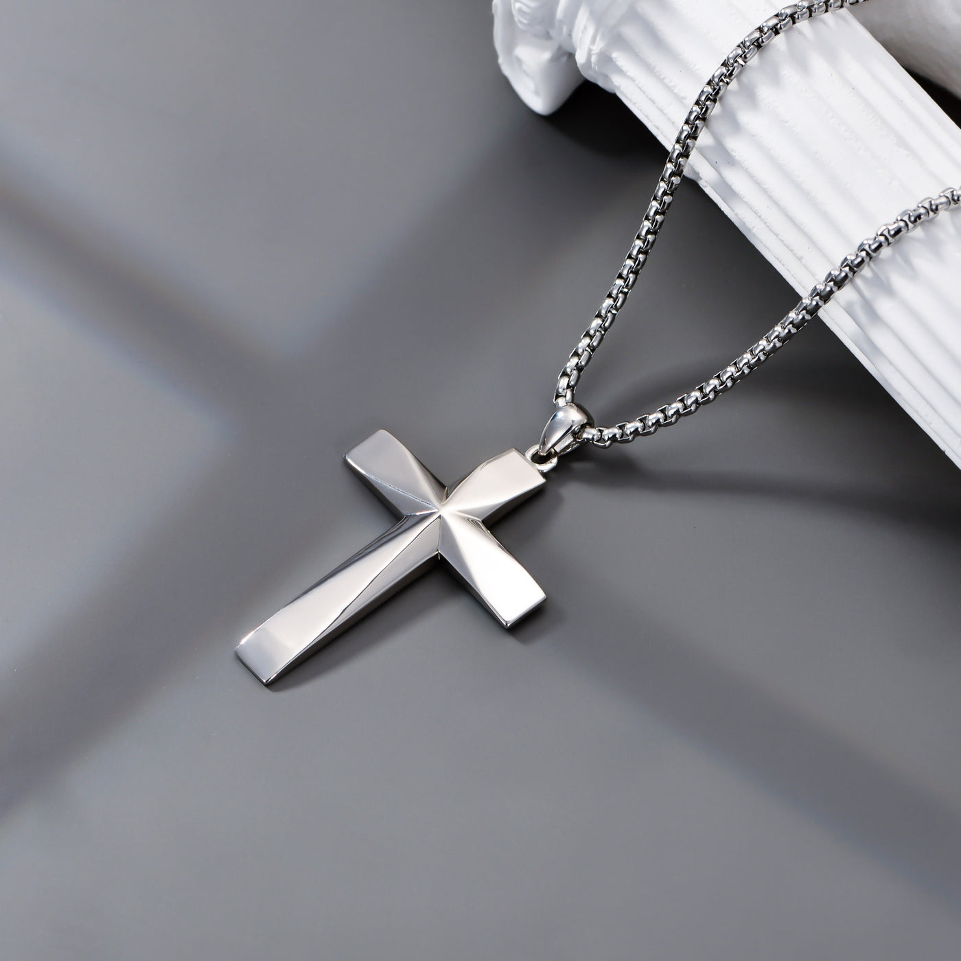 Sterling Silver Cross Pendant Necklace With Christian Bible Verse