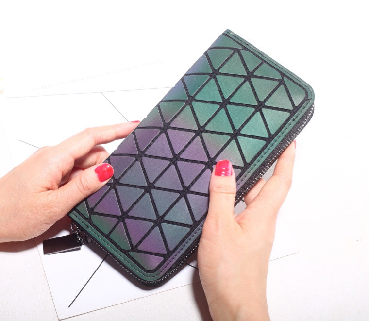 Women Geometry Three Folds Wallet Clutch Bag Female Card Holder