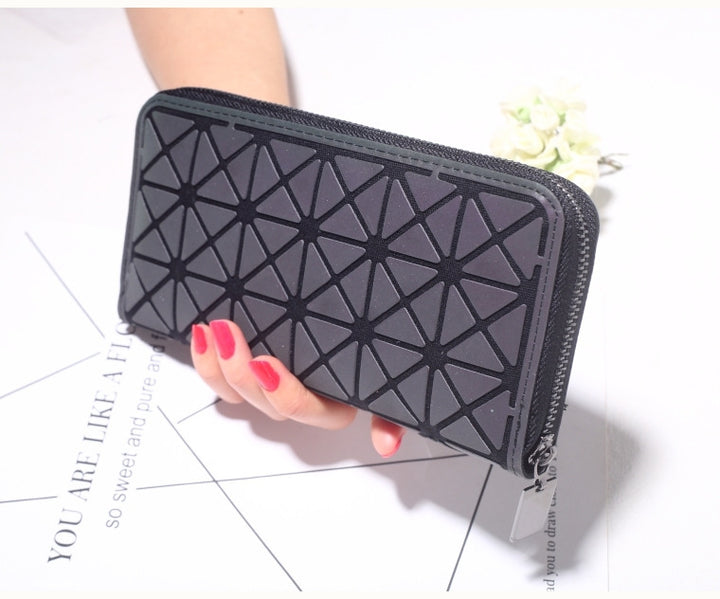 Women Geometry Three Folds Wallet Clutch Bag Female Card Holder