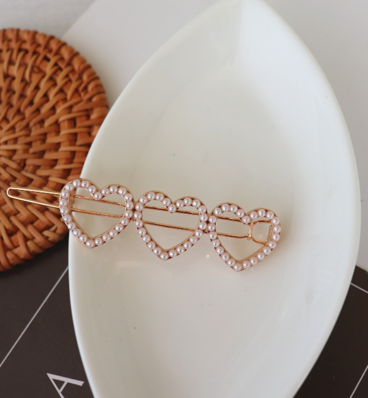 Heart Inlaid Pearl Inline Clip