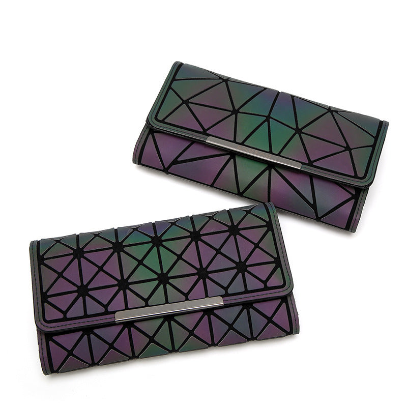 Women Geometry Three Folds Wallet Clutch Bag Female Card Holder