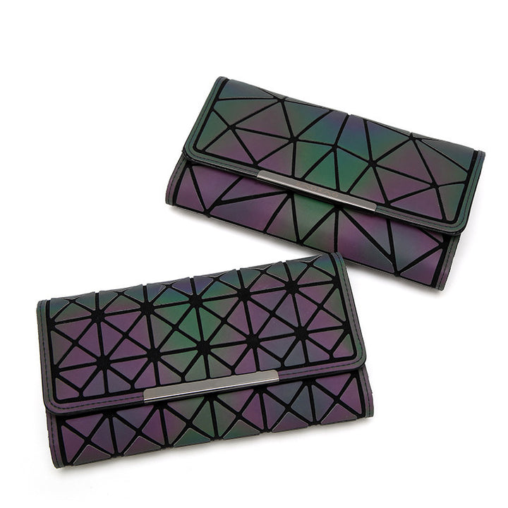 Women Geometry Three Folds Wallet Clutch Bag Female Card Holder