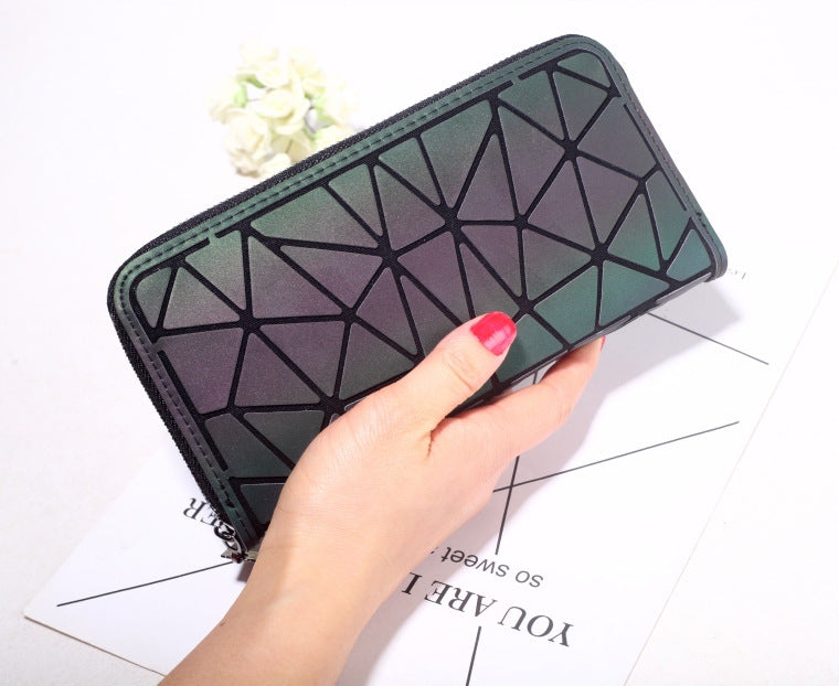 Women Geometry Three Folds Wallet Clutch Bag Female Card Holder
