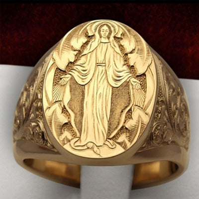 Ring Elegant Gold-plated Ring Badge Carved Ring For Women