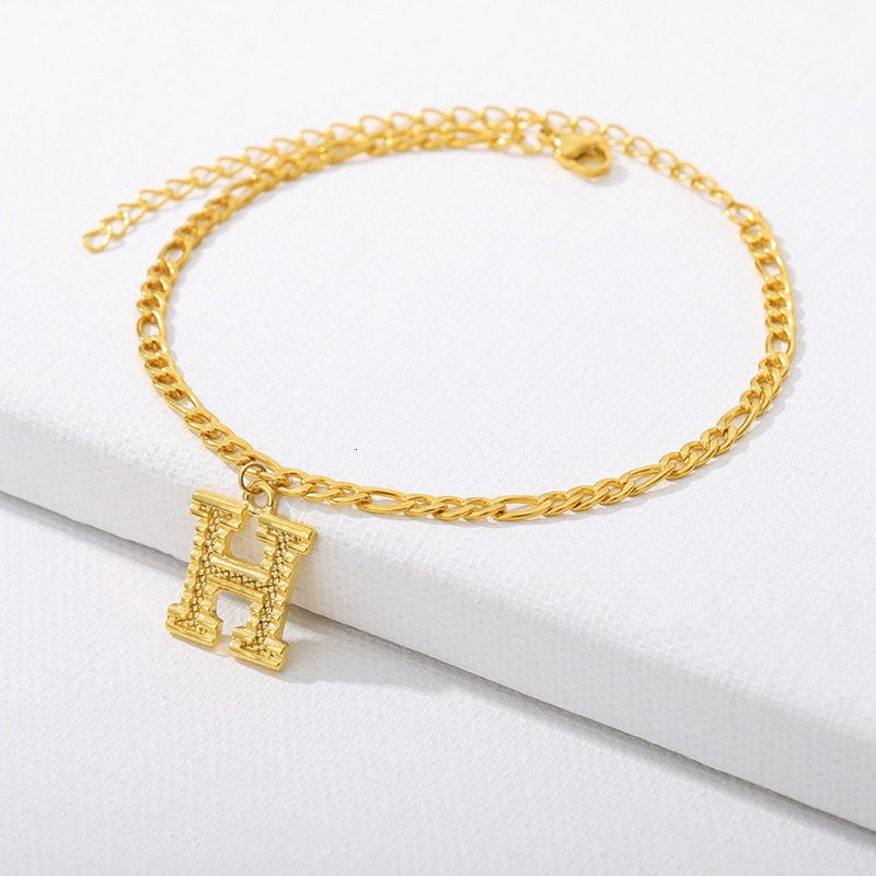 Initial Gold Letter Anklet Alphabet Pendants Jewelry