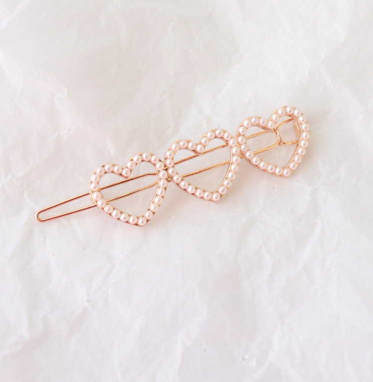 Heart Inlaid Pearl Inline Clip