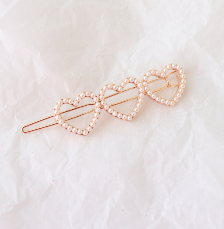 Heart Inlaid Pearl Inline Clip