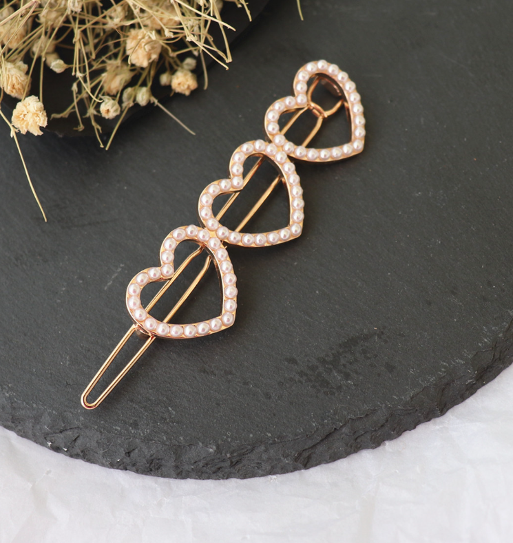 Heart Inlaid Pearl Inline Clip
