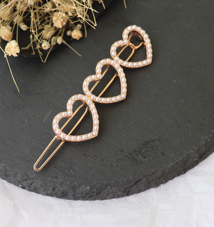 Heart Inlaid Pearl Inline Clip