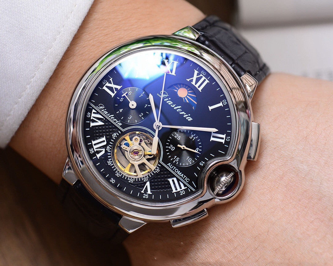 Men's Mechanical Watch With Hollow Flywheel Movement