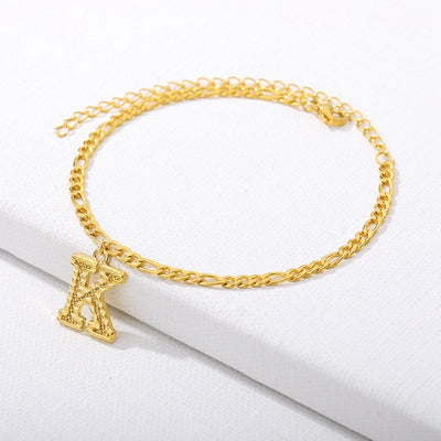 Initial Gold Letter Anklet Alphabet Pendants Jewelry