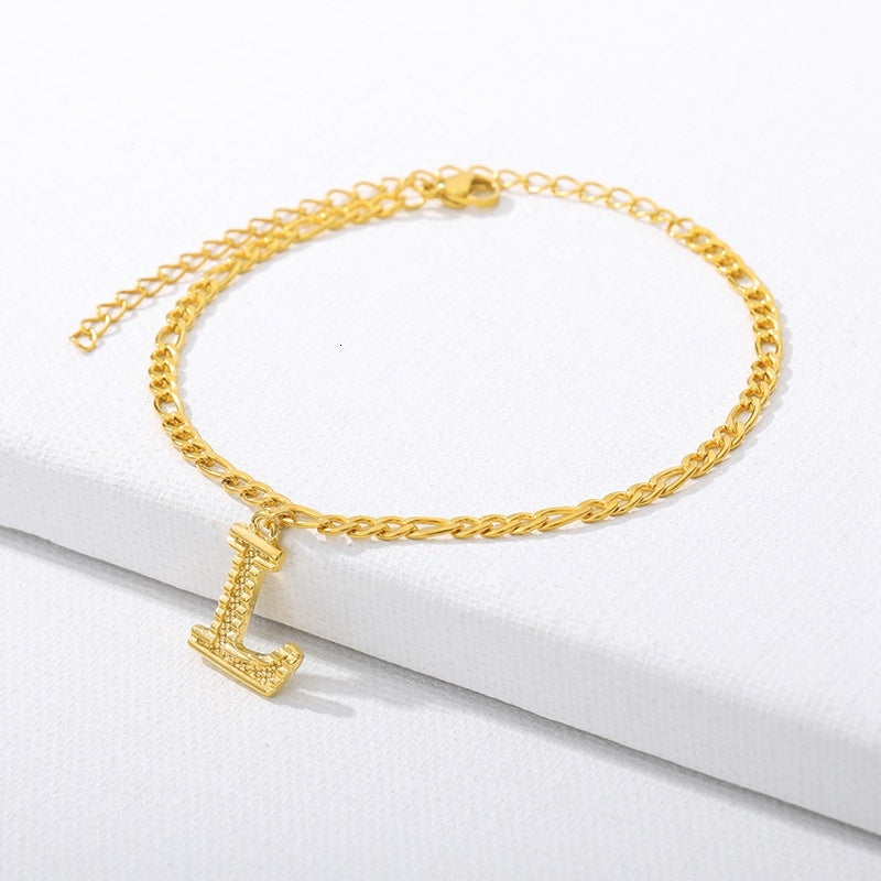 Initial Gold Letter Anklet Alphabet Pendants Jewelry