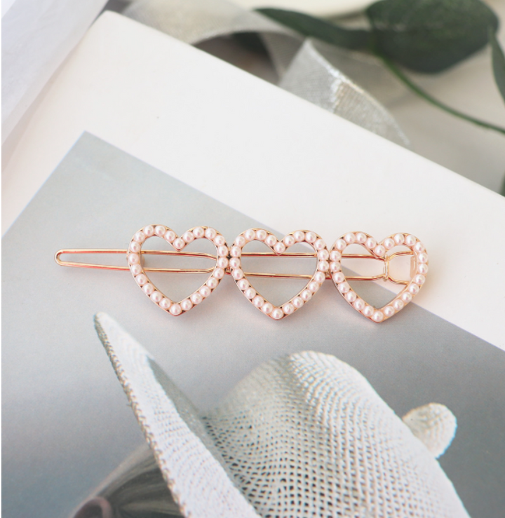 Heart Inlaid Pearl Inline Clip