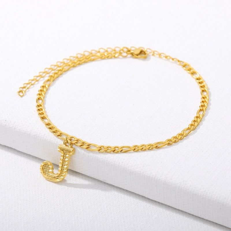 Initial Gold Letter Anklet Alphabet Pendants Jewelry