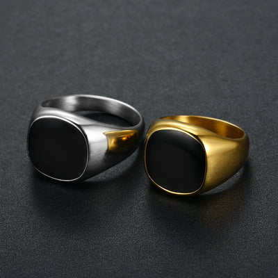 Coolx - Black  Square  Mens Ring