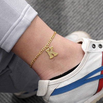 Initial Gold Letter Anklet Alphabet Pendants Jewelry