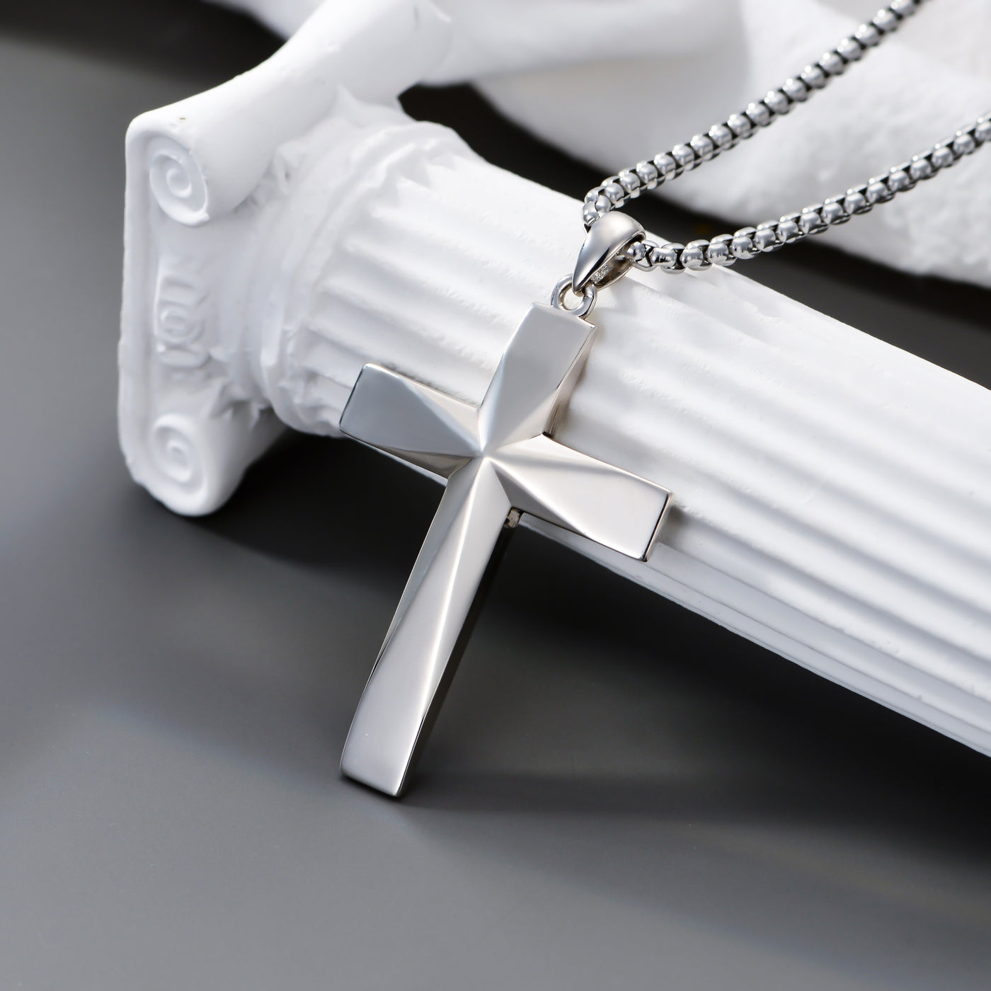 Sterling Silver Cross Pendant Necklace With Christian Bible Verse