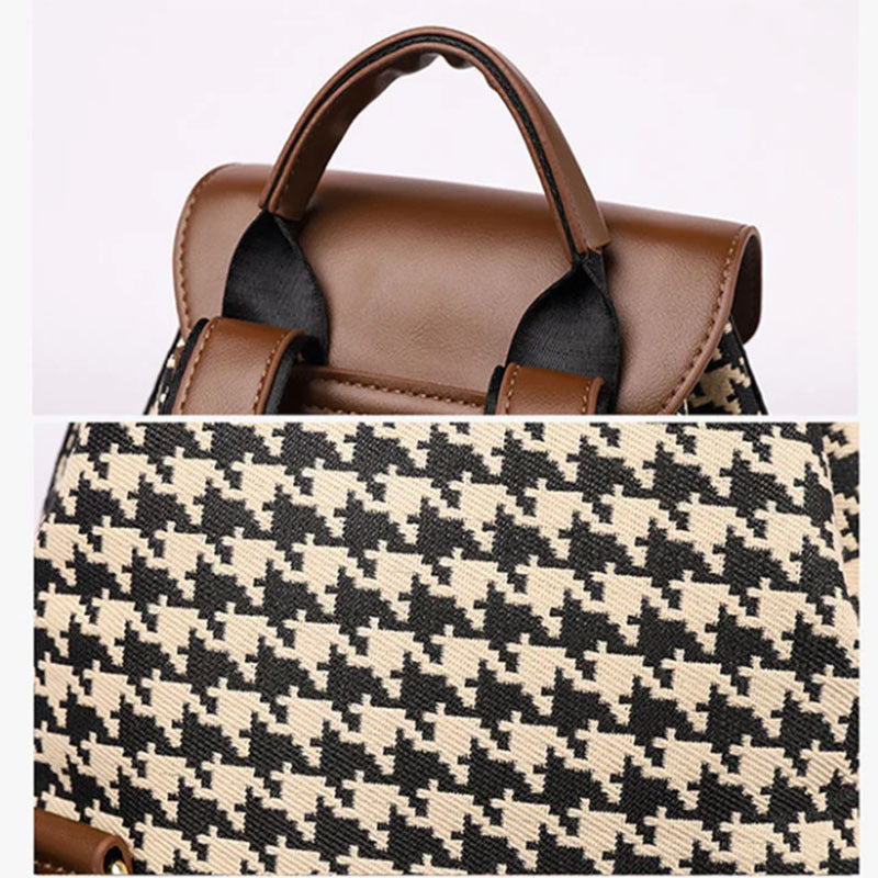 Houndstooth Backpack Women High Capacity Travel Bags Girls – Faith and Happiness Store