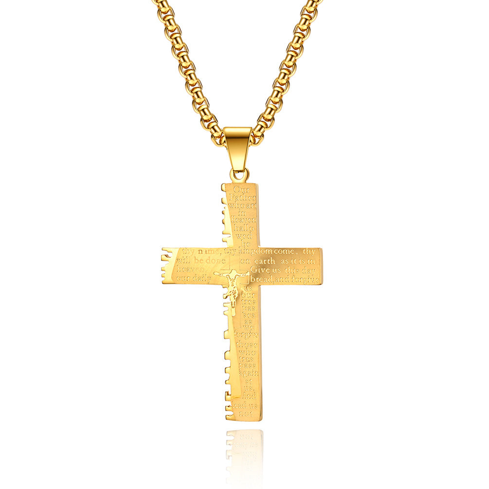 Christian Jesus Cross Necklace Men's