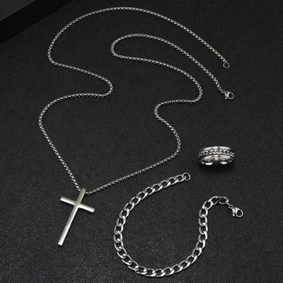 Cross Suit Jewelry Chain Rotatable 3 pieces