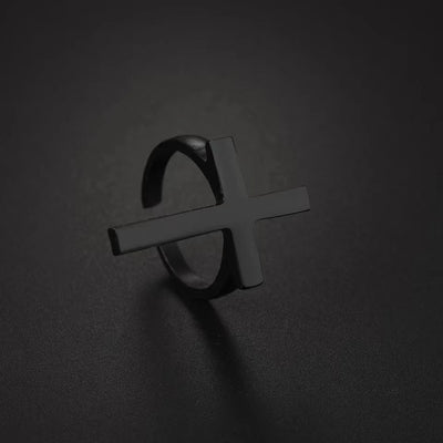 Black Cross Ring Men Punk Ring